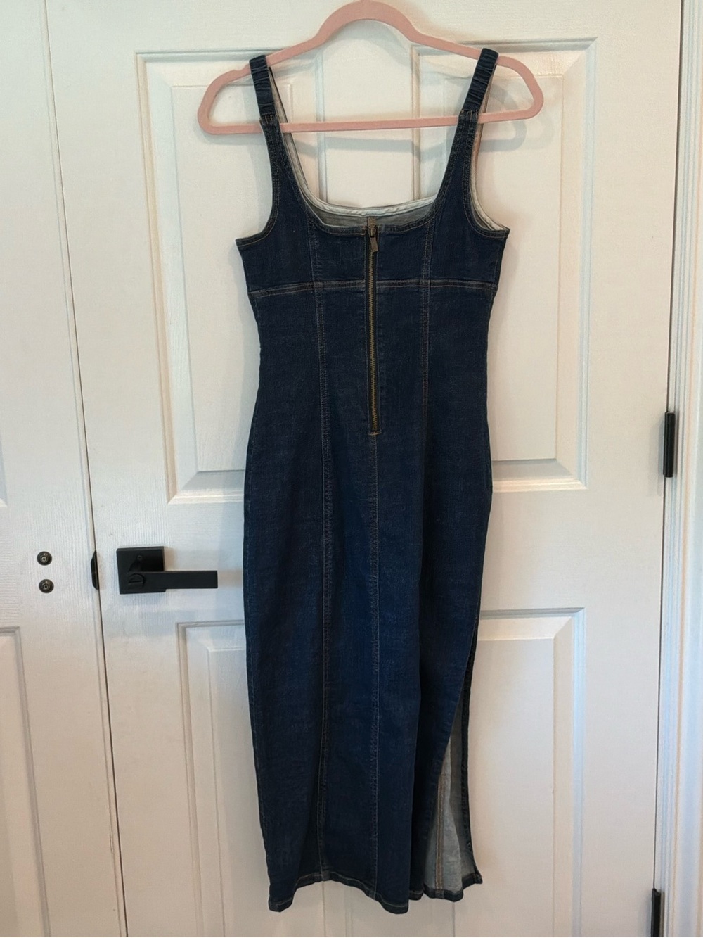Denim Midi Dress with Front Zip